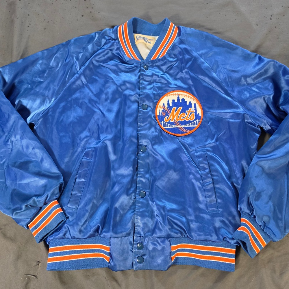 Vintage Chalk Line New York Mets Satin Varsity Jacket Blue MLB Large USA Made